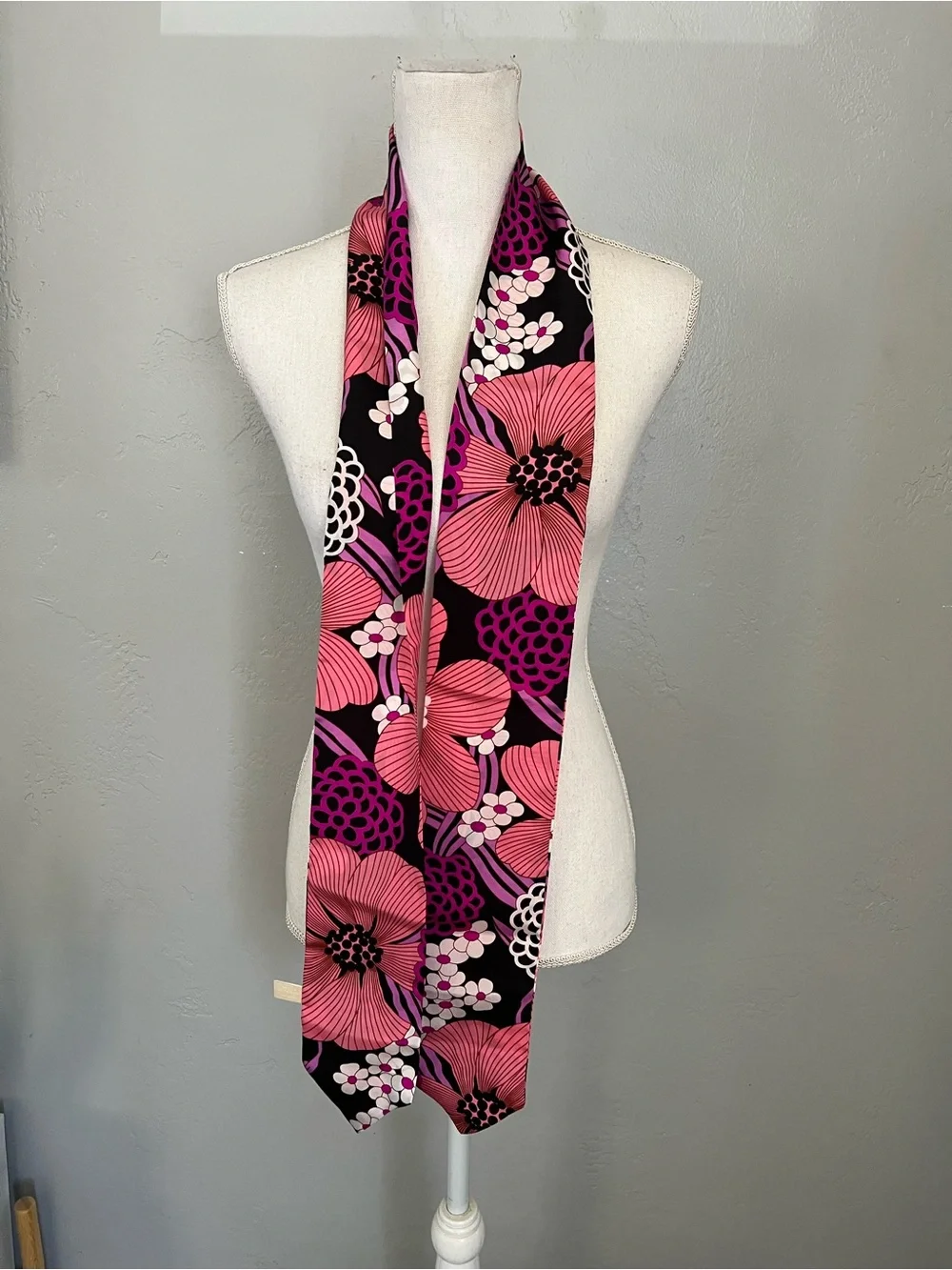 Nordstrom Pink Purple Black Floral Silk Scarf